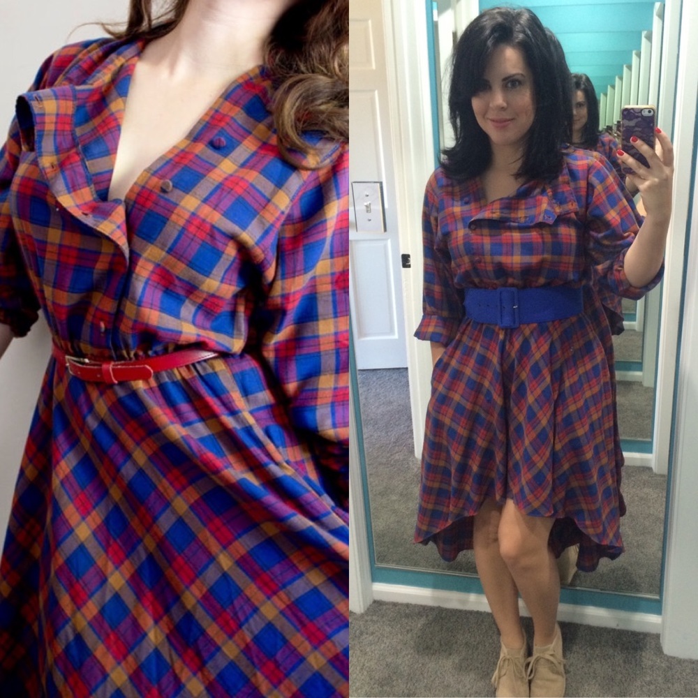 Vintage plaid flannel dress